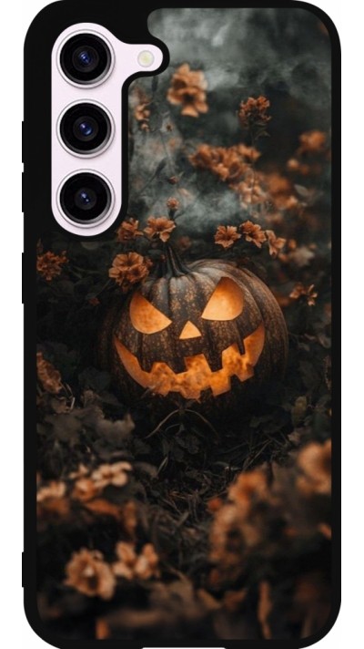 Samsung Galaxy S23 FE Case Hülle - Silikon schwarz Halloween 2025 Pumpkin with flowers Samsung Galaxy S23 FE Case Hülle - Silikon schwarz Halloween 2025 Pumpkin with flowers