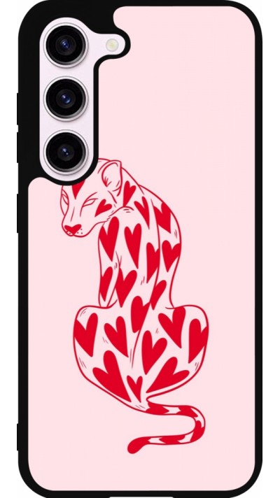 Samsung Galaxy S23 FE Case Hülle - Silikon schwarz Leopard with hearts 2026