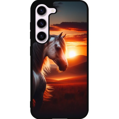 Samsung Galaxy S23 FE Case Hülle - Silikon schwarz Majestätischer Sonnenuntergang Pferd