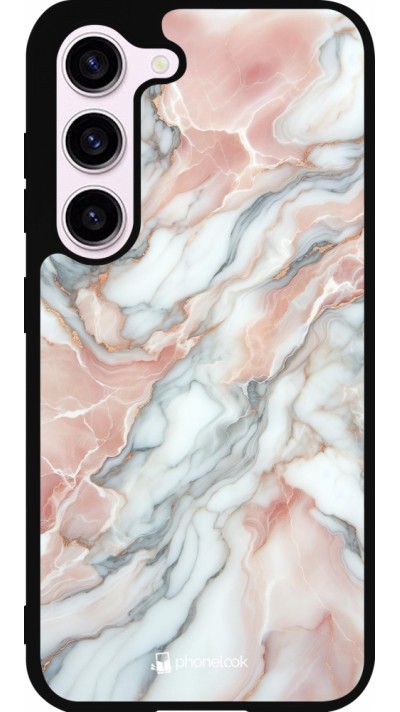 Samsung Galaxy S23 FE Case Hülle - Silikon schwarz Rosa Leuchtender Marmor