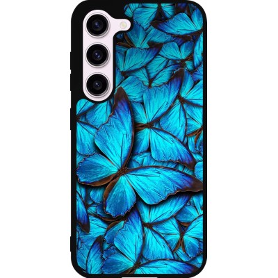 Samsung Galaxy S23 FE Case Hülle - Silikon schwarz Papillon bleu