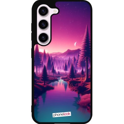 Samsung Galaxy S23 FE Case Hülle - Silikon schwarz Lila-rosa Landschaft