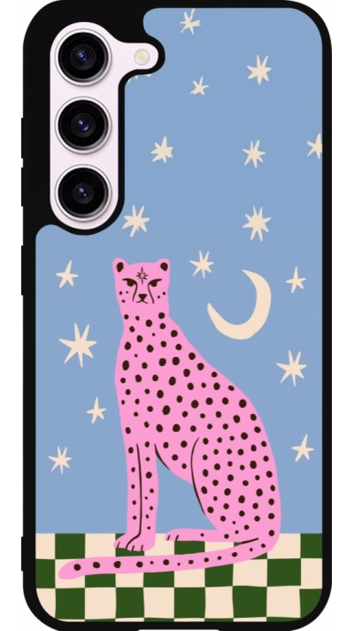 Samsung Galaxy S23 FE Case Hülle - Silikon schwarz Pink leopard with stars 2026