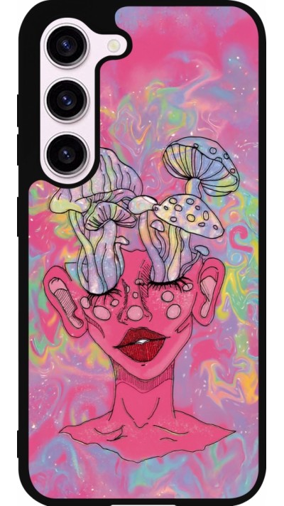 Samsung Galaxy S23 FE Case Hülle - Silikon schwarz Psychedelic pink mushroom