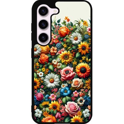 Samsung Galaxy S23 FE Case Hülle - Silikon schwarz Sommer Blumenmuster