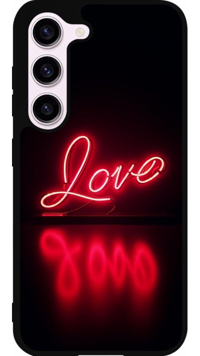 Samsung Galaxy S23 FE Case Hülle - Silikon schwarz Valentine 2025 Neon Liebe