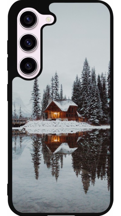 Samsung Galaxy S23 FE Case Hülle - Silikon schwarz Winter 25 Winter house forest afternoon