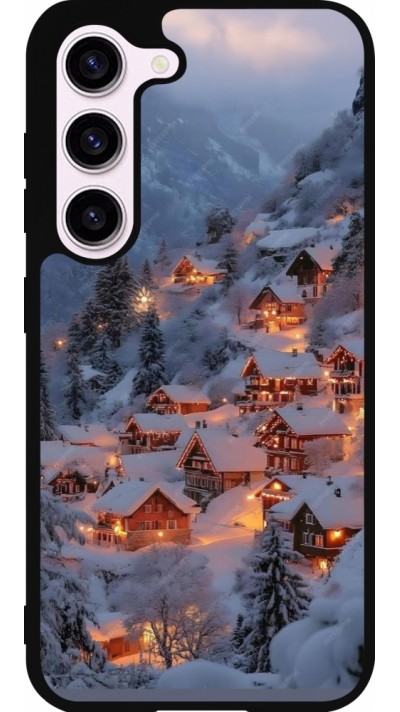 Samsung Galaxy S23 FE Case Hülle - Silikon schwarz Winter 25 Winter snowy village