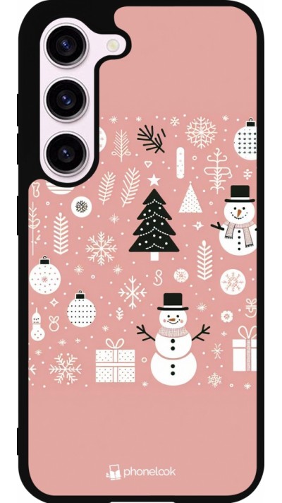 Samsung Galaxy S23 FE Case Hülle - Silikon schwarz Weihnachten 2024 Rose Schneemann Weihnachten