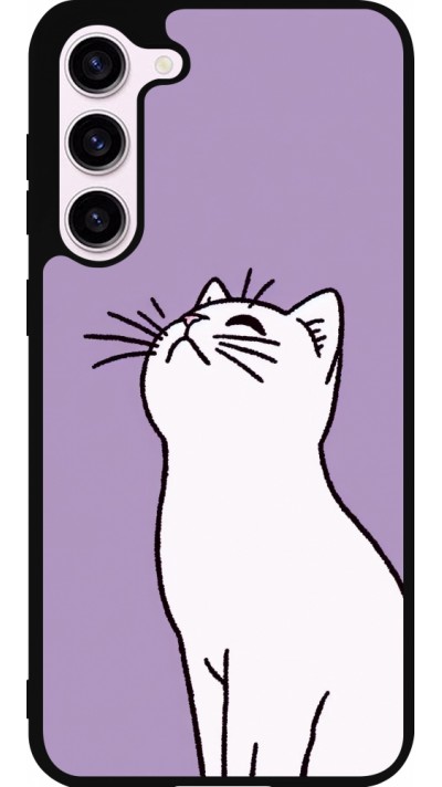 Samsung Galaxy S23+ Case Hülle - Silikon schwarz Chat auf lila Hintergrund