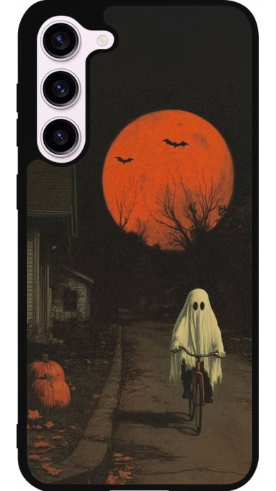 Coque Samsung Galaxy S23+ - Silicone rigide noir Halloween 2025 Ghost on a bicycle