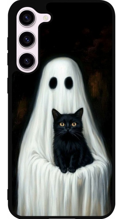 Coque Samsung Galaxy S23+ - Silicone rigide noir Halloween 2025 Ghost with black cat