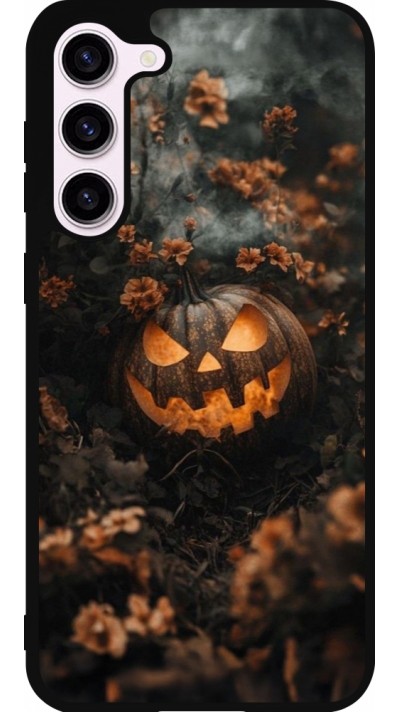 Coque Samsung Galaxy S23+ - Silicone rigide noir Halloween 2025 Pumpkin with flowers
