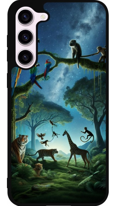 Coque Samsung Galaxy S23+ - Silicone rigide noir Paradis des animaux exotiques