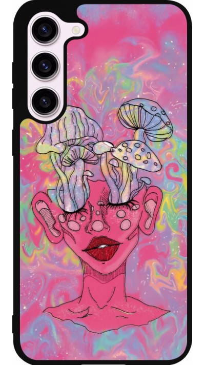 Samsung Galaxy S23+ Case Hülle - Silikon schwarz Psychedelic pink mushroom