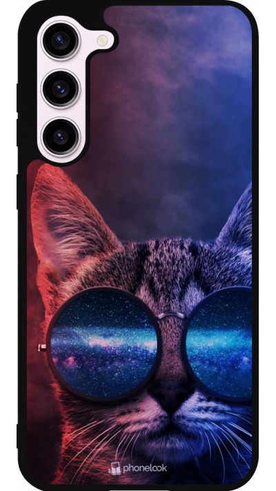 Coque Samsung Galaxy S23+ - Silicone rigide noir Red Blue Cat Glasses