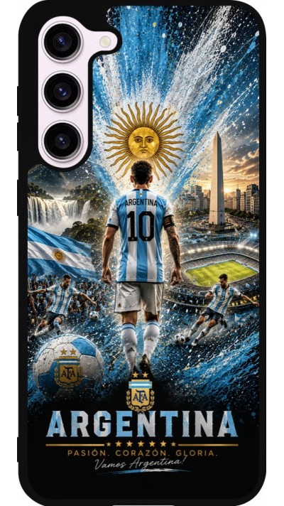 Coque Samsung Galaxy S23+ - Silicone rigide noir Football Argentine splash 2026