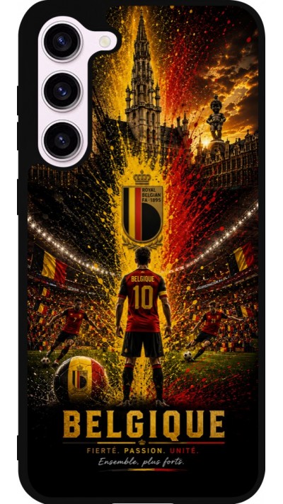 Coque Samsung Galaxy S23+ - Silicone rigide noir Football Belgique splash 2026