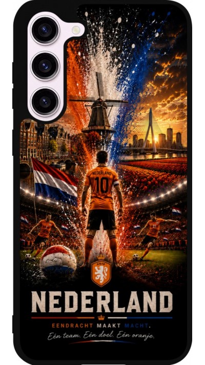 Coque Samsung Galaxy S23+ - Silicone rigide noir Football Pays-Bas splash 2026