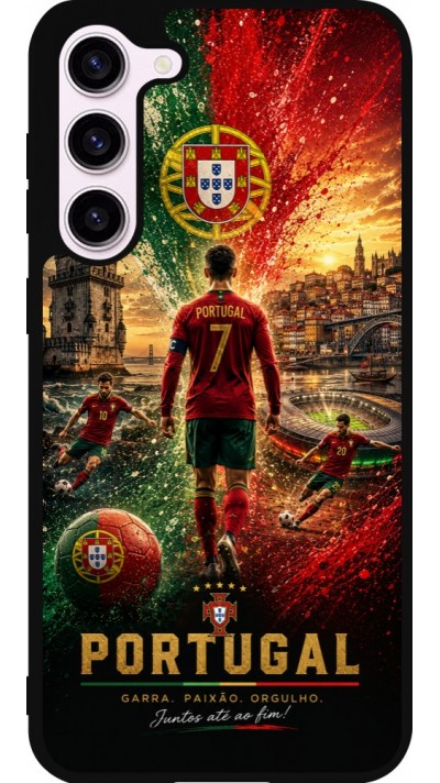 Coque Samsung Galaxy S23+ - Silicone rigide noir Football Portugal splash 2026