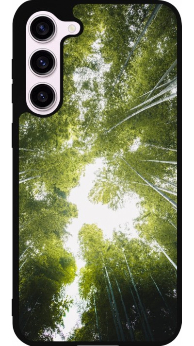 Coque Samsung Galaxy S23+ - Silicone rigide noir Spring 23 forest blue sky Coque Samsung Galaxy S23+ - Silicone rigide noir Spring 23 forest blue sky