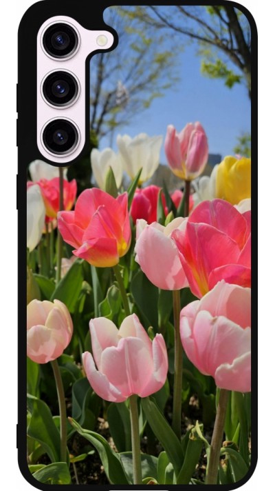 Coque Samsung Galaxy S23+ - Silicone rigide noir Tulips Spring 2026