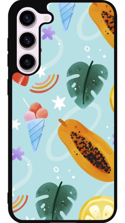 Samsung Galaxy S23+ Case Hülle - Silikon schwarz Summer 2025 Pattern papaya