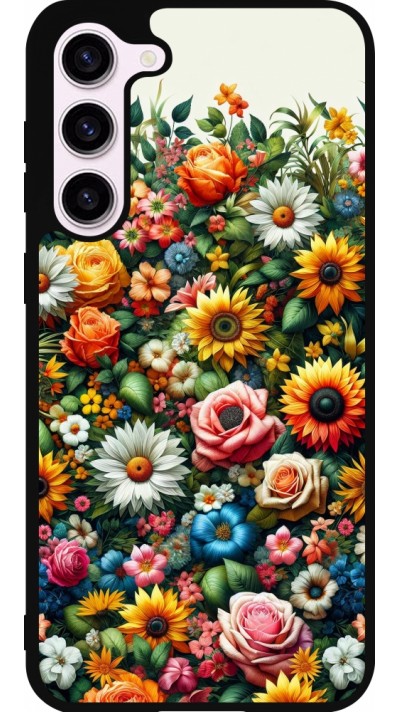 Coque Samsung Galaxy S23+ - Silicone rigide noir Summer Floral Pattern