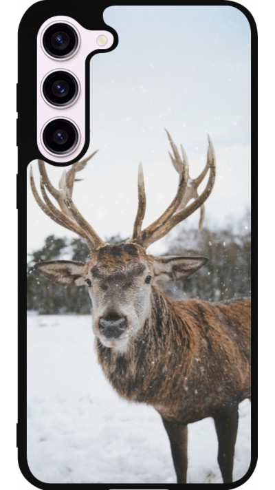 Coque Samsung Galaxy S23+ - Silicone rigide noir Winter 25 Winter reindeer
