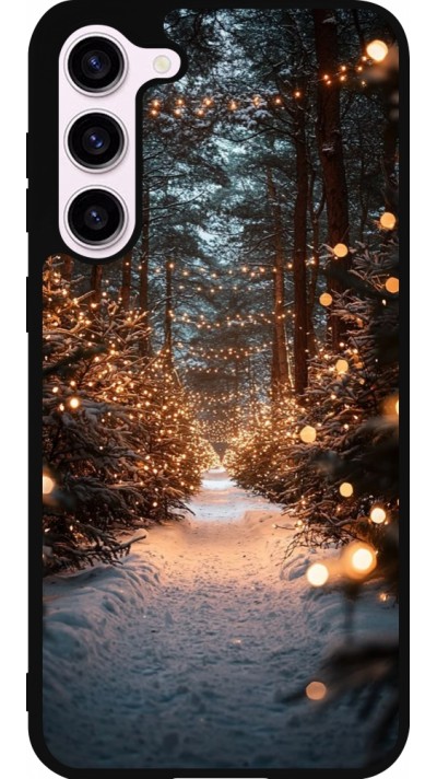 Coque Samsung Galaxy S23+ - Silicone rigide noir Winter 25 Winter snowy road