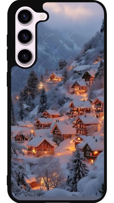 Coque Samsung Galaxy S23+ - Silicone rigide noir Winter 25 Winter snowy village