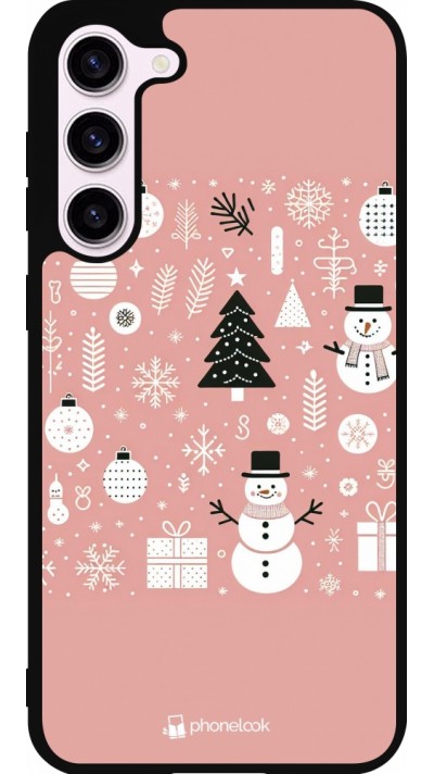 Samsung Galaxy S23+ Case Hülle - Silikon schwarz Weihnachten 2024 Rose Schneemann Weihnachten