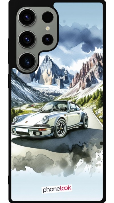 Coque Samsung Galaxy S23 Ultra - Silicone rigide noir Porsche 911 Mountain Watercolor