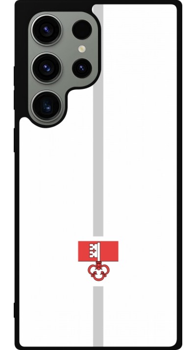 Samsung Galaxy S23 Ultra Case Hülle - Silikon schwarz Kanton OW weiss