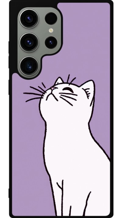Samsung Galaxy S23 Ultra Case Hülle - Silikon schwarz Chat auf lila Hintergrund