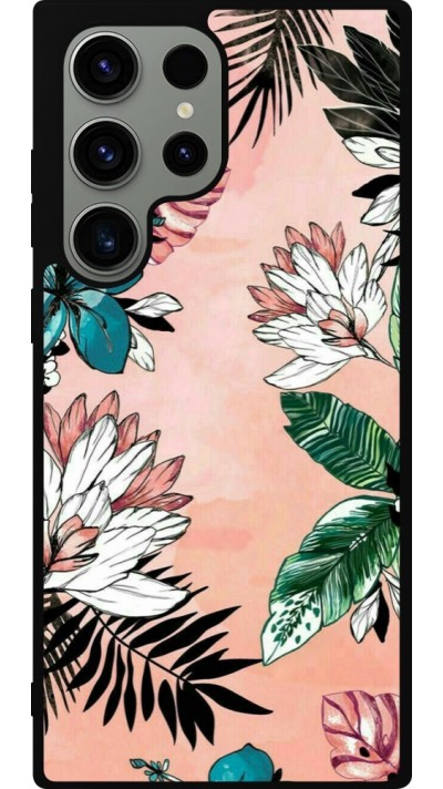 Samsung Galaxy S23 Ultra Case Hülle - Silikon schwarz Flowers Artprint