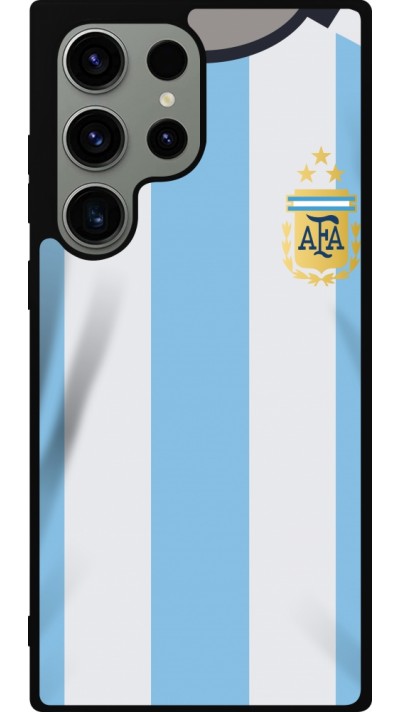 Coque Samsung Galaxy S23 Ultra - Silicone rigide noir Maillot de football Argentine 2022 personnalisable