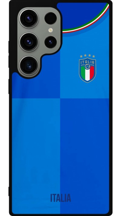 Coque Samsung Galaxy S23 Ultra - Silicone rigide noir Maillot de football Italie 2022 personnalisable
