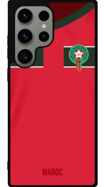 Coque Samsung Galaxy S23 Ultra - Silicone rigide noir Maillot de football Maroc 2022 personnalisable
