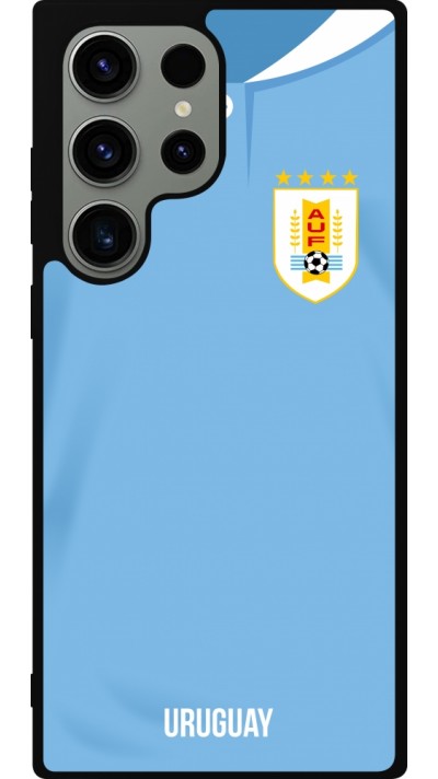 Coque Samsung Galaxy S23 Ultra - Silicone rigide noir Maillot de football Uruguay 2022 personnalisable