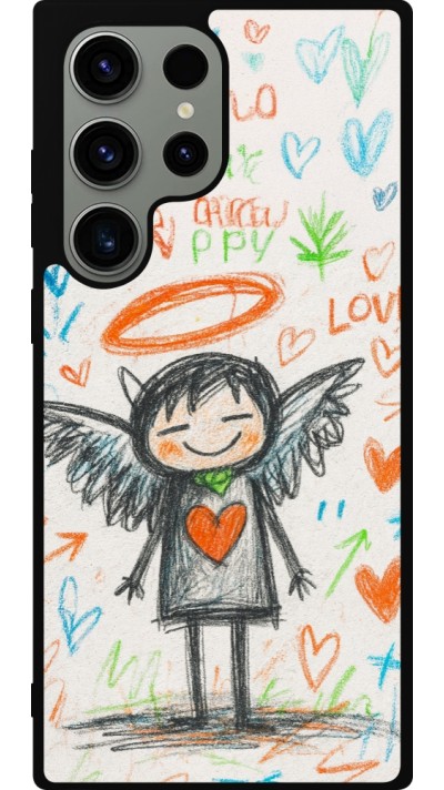 Samsung Galaxy S23 Ultra Case Hülle - Silikon schwarz Little Angel Sketch Love