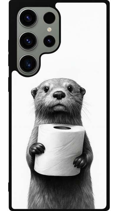 Samsung Galaxy S23 Ultra Case Hülle - Silikon schwarz Otter Toilettenpapier