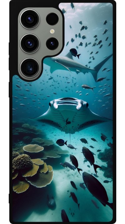 Coque Samsung Galaxy S23 Ultra - Silicone rigide noir Manta Lagon Nettoyage