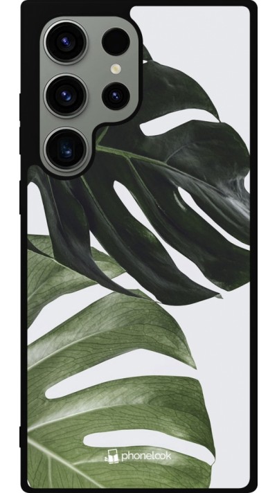 Coque Samsung Galaxy S23 Ultra - Silicone rigide noir Monstera Plant
