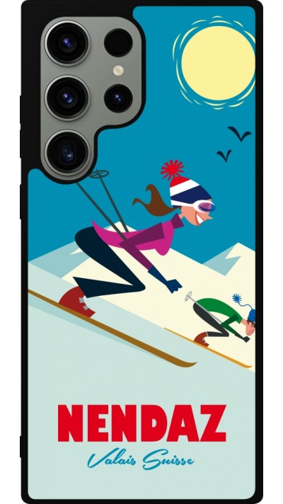 Coque Samsung Galaxy S23 Ultra - Silicone rigide noir Nendaz Ski Downhill