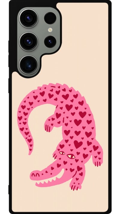 Coque Samsung Galaxy S23 Ultra - Silicone rigide noir Pink crocodile 2026