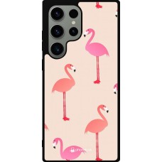Coque Samsung Galaxy S23 Ultra - Silicone rigide noir Pink Flamingos Pattern