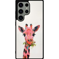 Coque Samsung Galaxy S23 Ultra - Silicone rigide noir Pink Girafe Paint