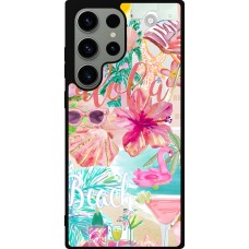 Coque Samsung Galaxy S23 Ultra - Silicone rigide noir Preppy Collage Aloha