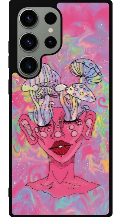Samsung Galaxy S23 Ultra Case Hülle - Silikon schwarz Psychedelic pink mushroom